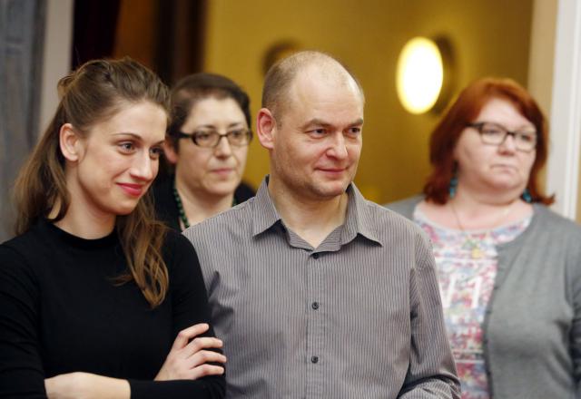 Herci Marie Poulová a Pavel Tesař při poslechu tradičního hodnocení odborné poroty. Foto Michal Klíma